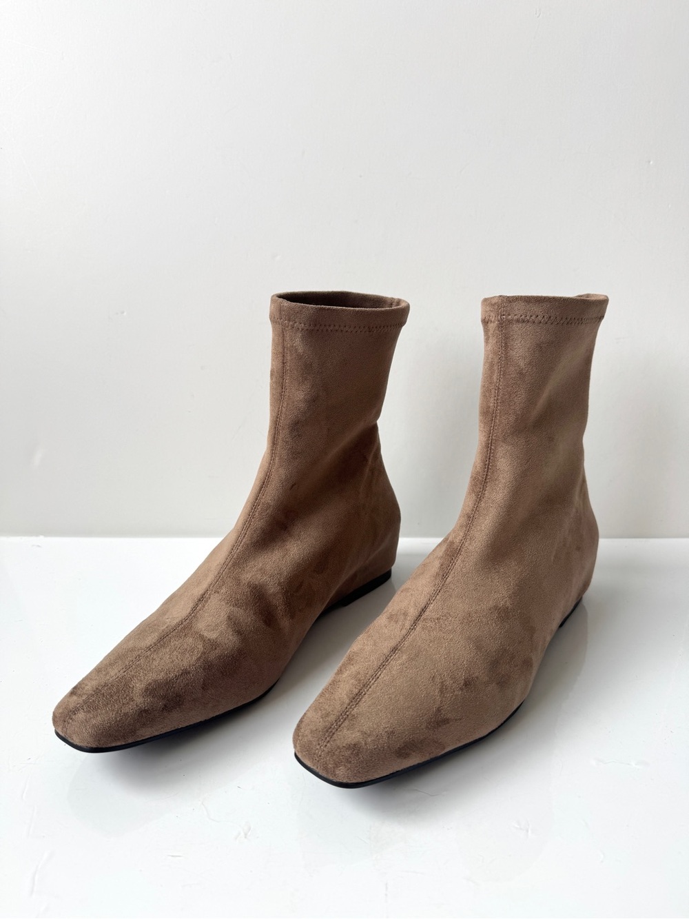 7 or 9 Brown Stretch Velvet Ruby Tea Air-touch Foam Low Hidden Heel Ankle Boot 7